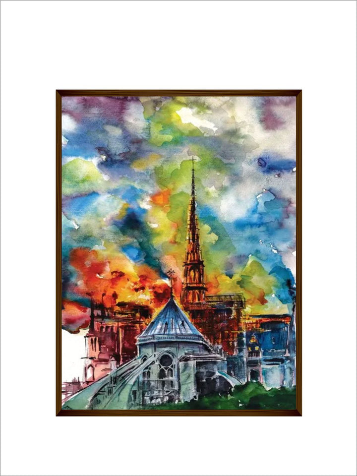 "Blue  Green Abstract Framed Wall Painting''
