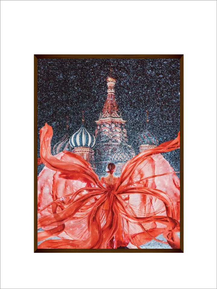 "Black  Red Abstract Painted Framed Wall Art''