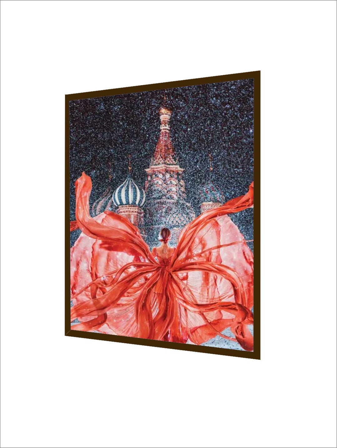 "Black  Red Abstract Painted Framed Wall Art''