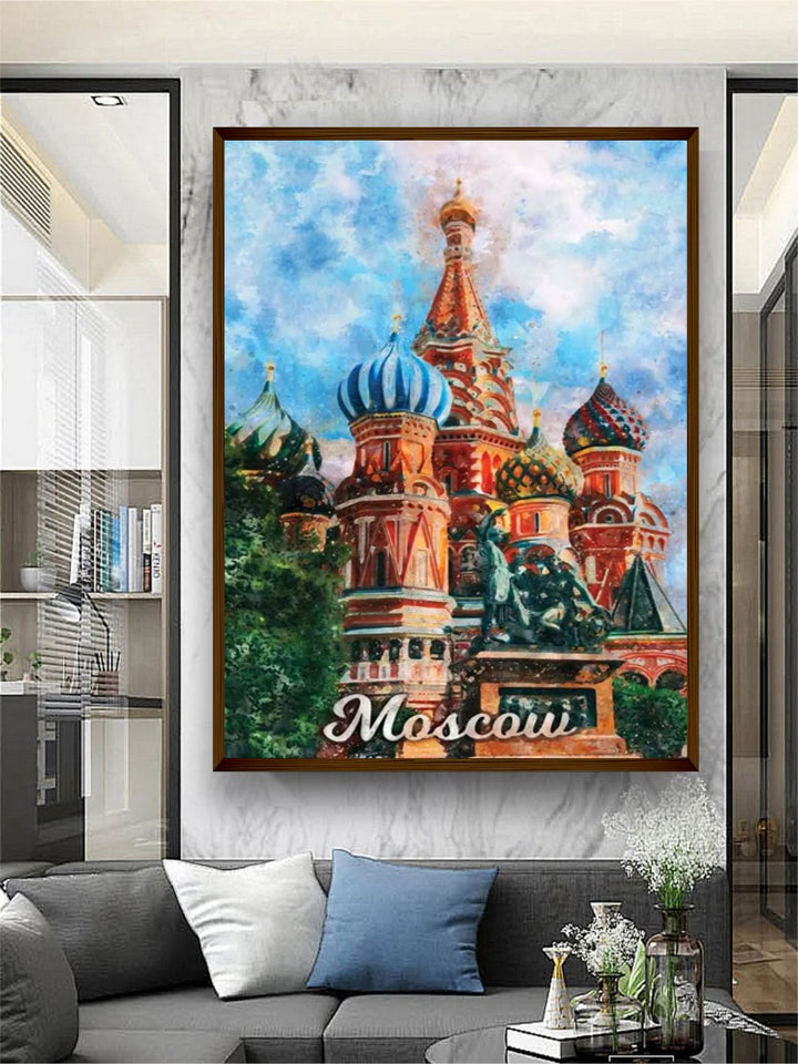 " Blue  Red Abstract Framed Wall Painting''