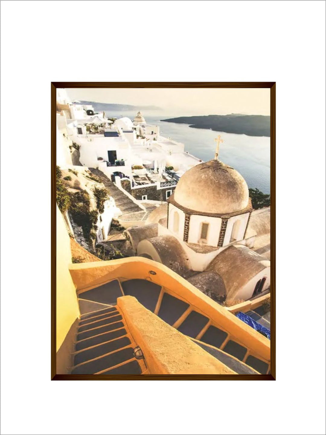 "White  Beige Photograph Printed Framed Wall Art''