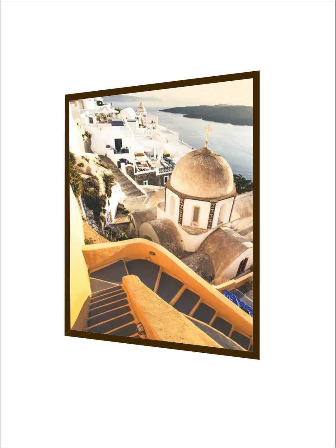 "White  Beige Photograph Printed Framed Wall Art''