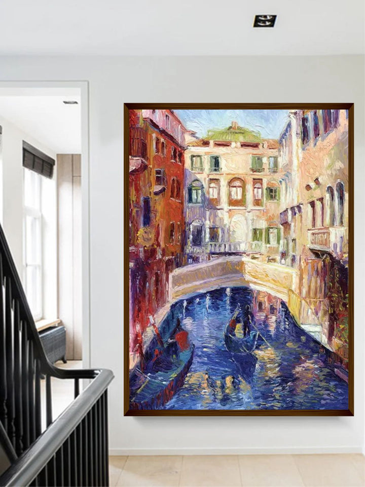 "Blue  Biege Abstract Framed Wall Painting''