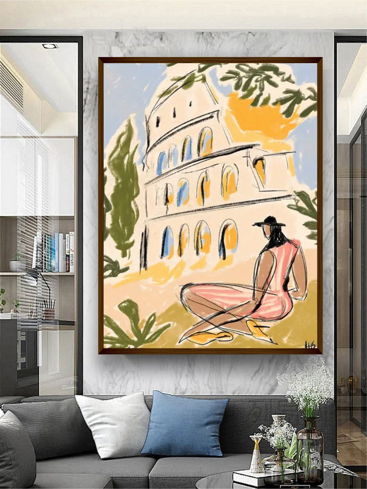 "Green  Yellow Graphic Painting Framed Wall Art''