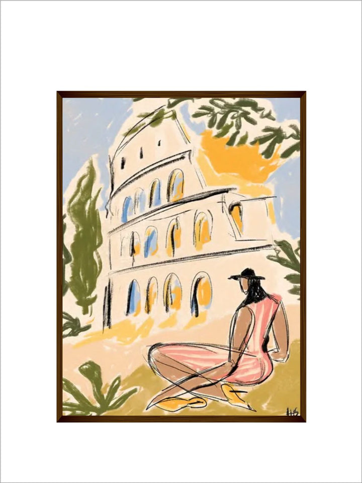 "Green  Yellow Graphic Painting Framed Wall Art''