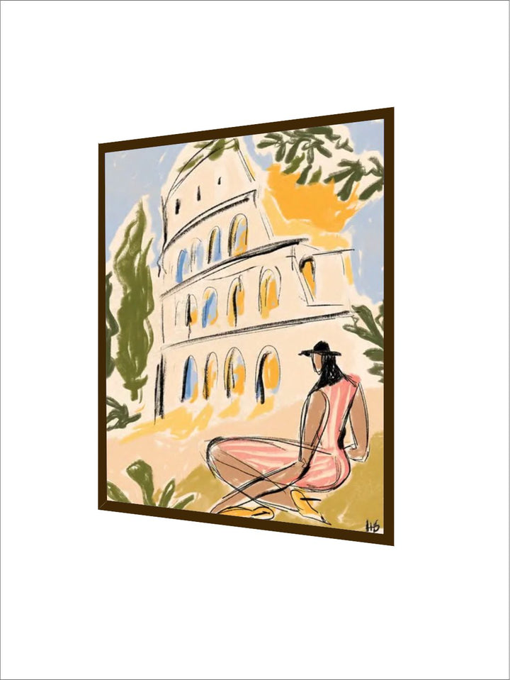 "Green  Yellow Graphic Painting Framed Wall Art''