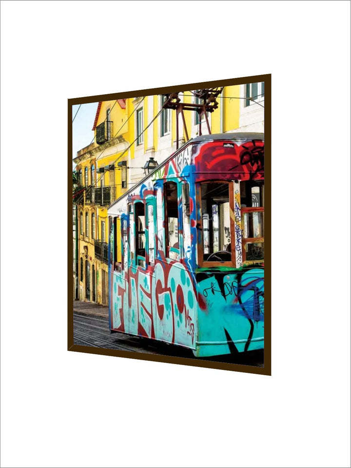 "Blue  Yellow Abstract Painted Wall Art''