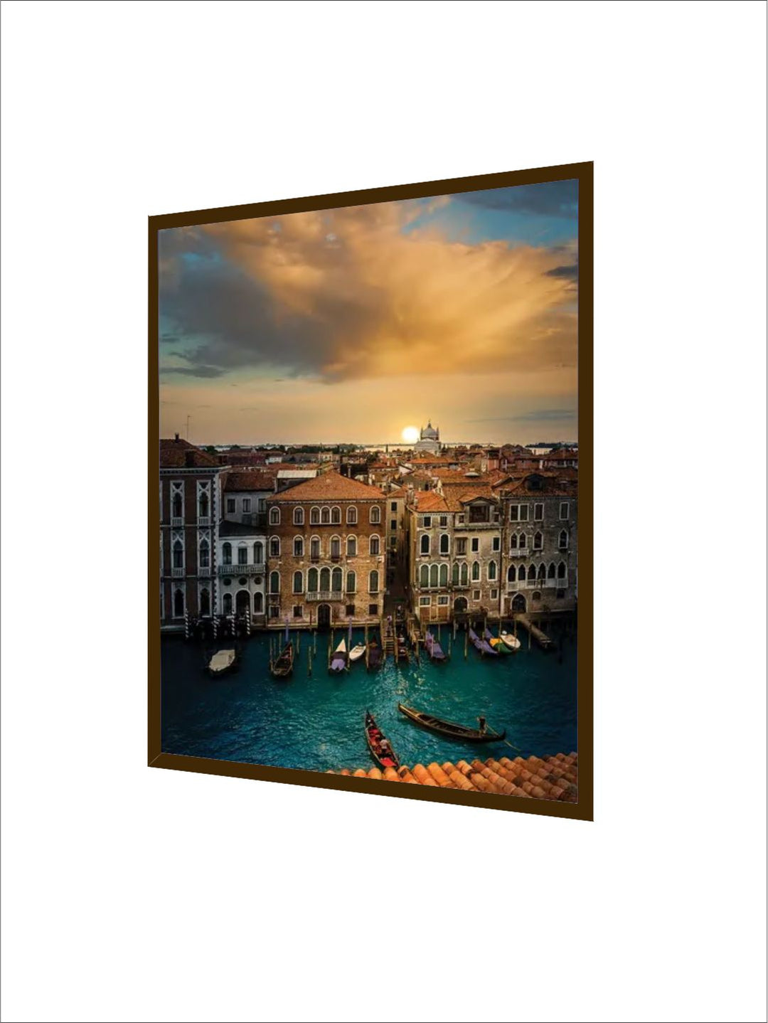 "Beige  Blue Photograph Printed Framed Wall Art''