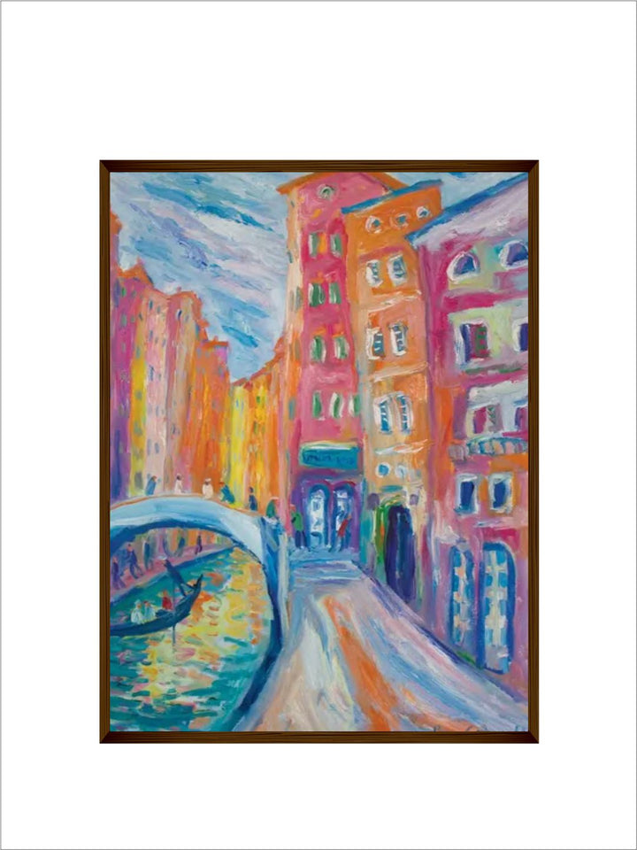 "Blue  Yellow Abstract Framed Wall Painting''
