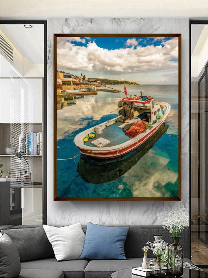 "Blue  Brown Photograph Printed Framed Wall Art''