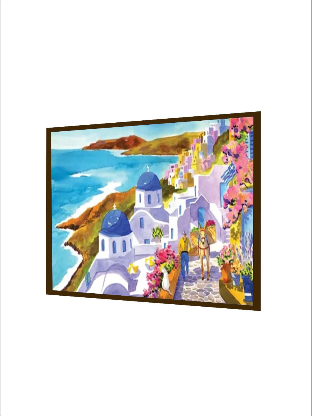 "Blue  Brown Abstract Framed Wall Painting''