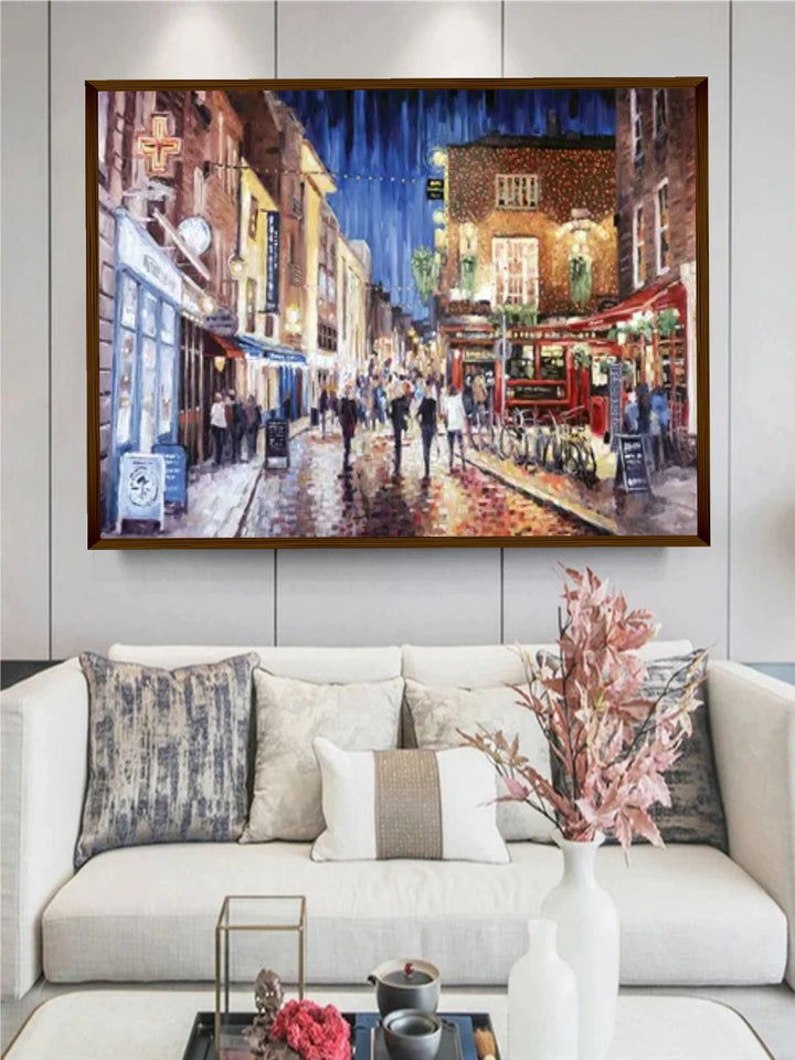 "Blue  Brown Abstract Painting Wall Art''