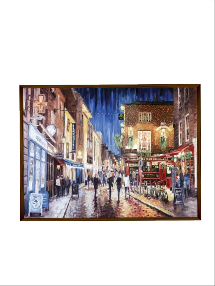 "Blue  Brown Abstract Painting Wall Art''