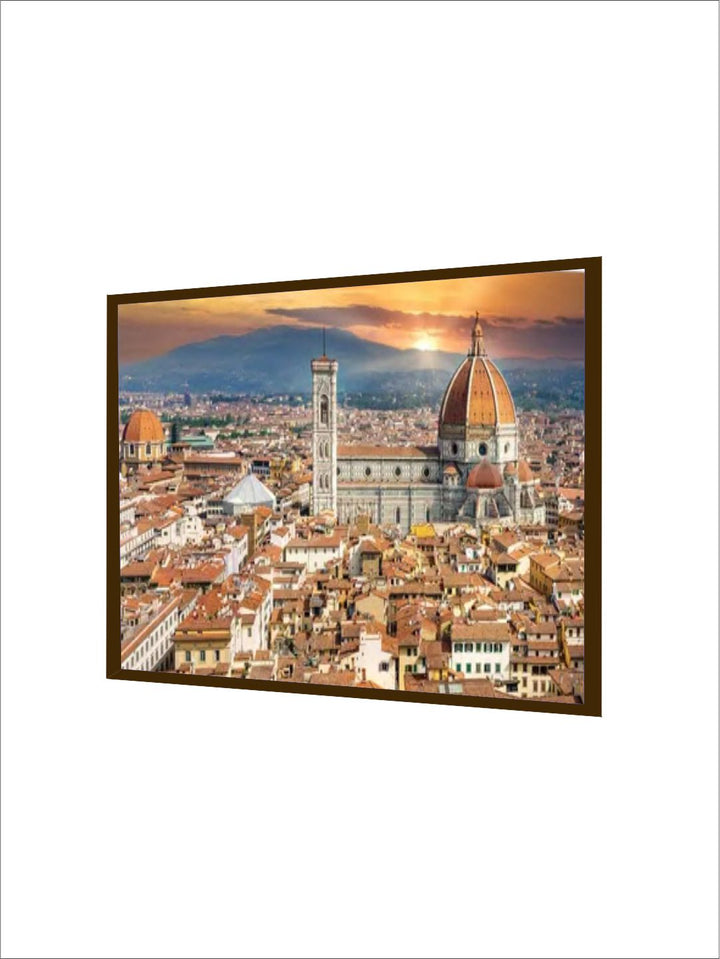 "Beige  Blue Photographs Printed Framed Wall Art''