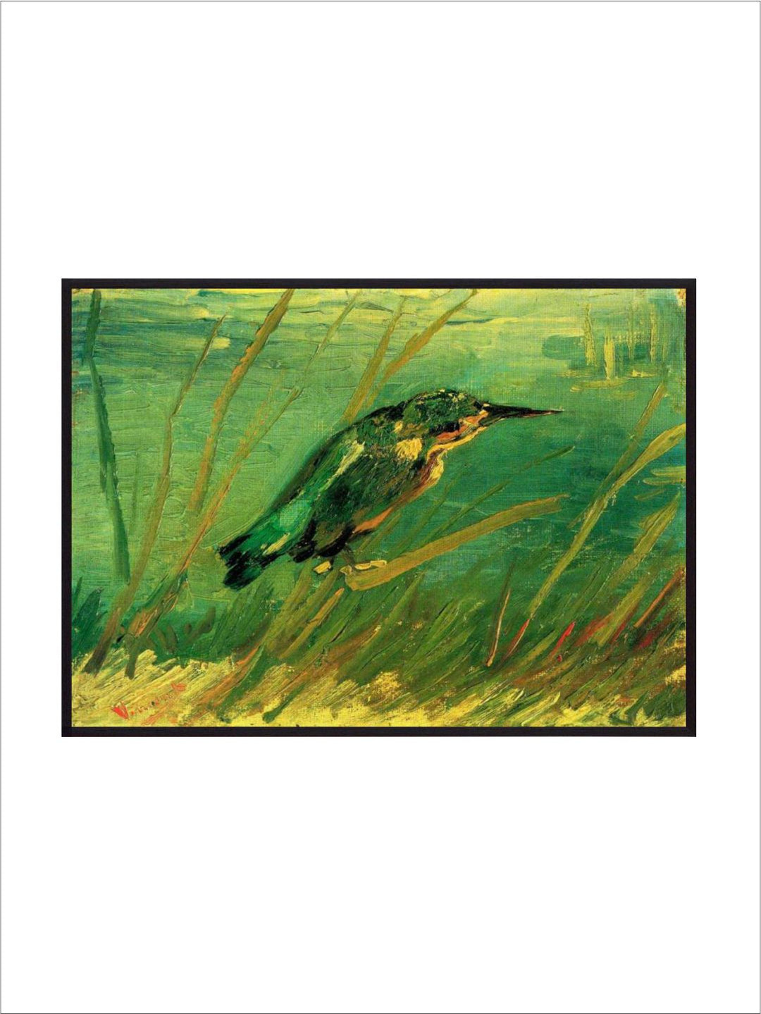 "Green & Yellow Bird Wall Painting''