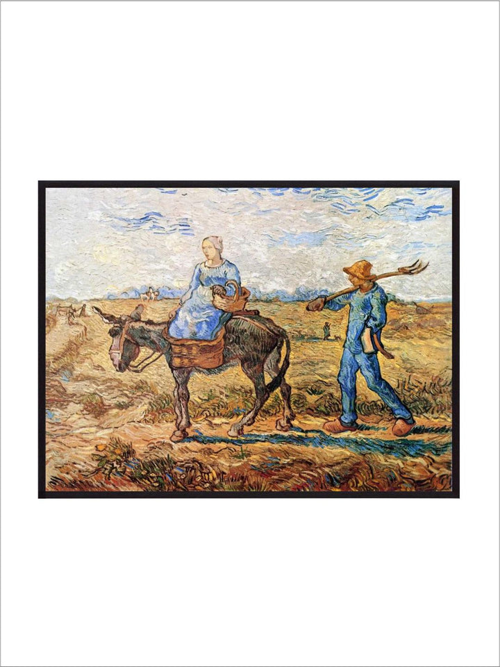 "Morning Peasant Couple To Work By Van Gogh Printed Framed Wall Painting''