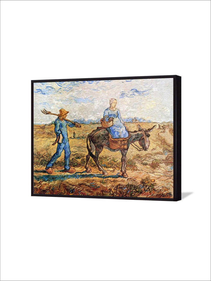 "Morning Peasant Couple To Work By Van Gogh Printed Framed Wall Painting''