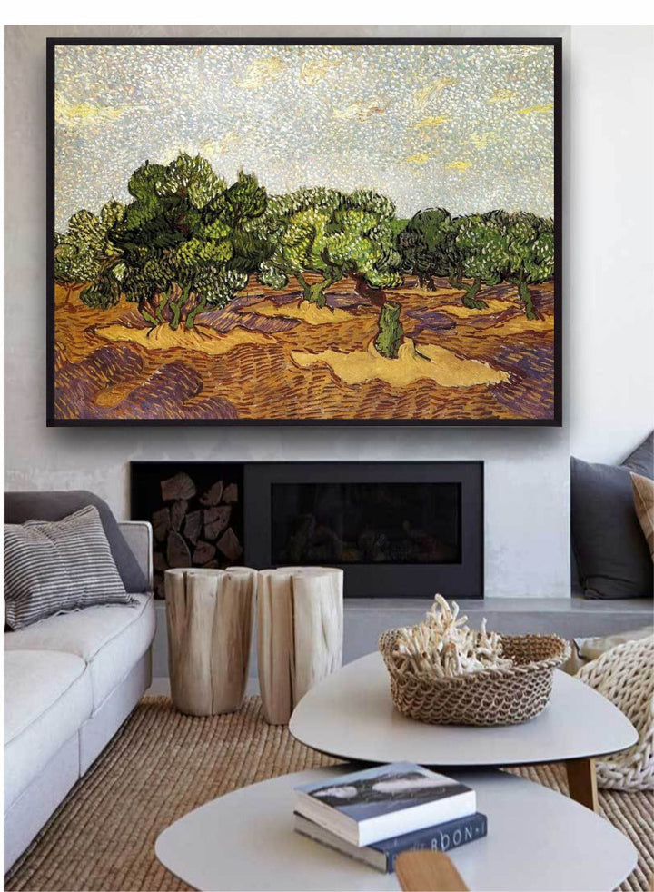 "Brown & Green Abstract Painting Framed Wall Art''