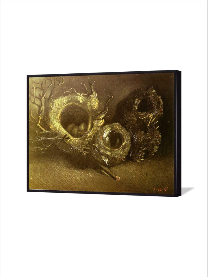 "Still Life With Three Birds Nests By Van Gogh Framed Wall Art Painting''