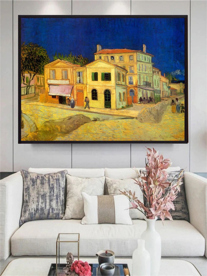 "Yellow & Blue Abstract Painted Wall Art''