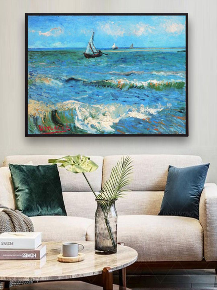 "Blue & White Abstract Printed Framed Wall Painting''