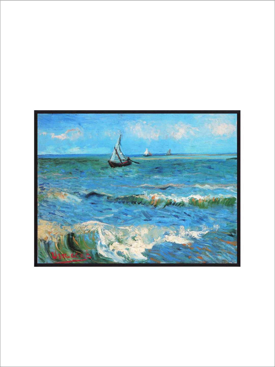 "Blue & White Abstract Printed Framed Wall Painting''