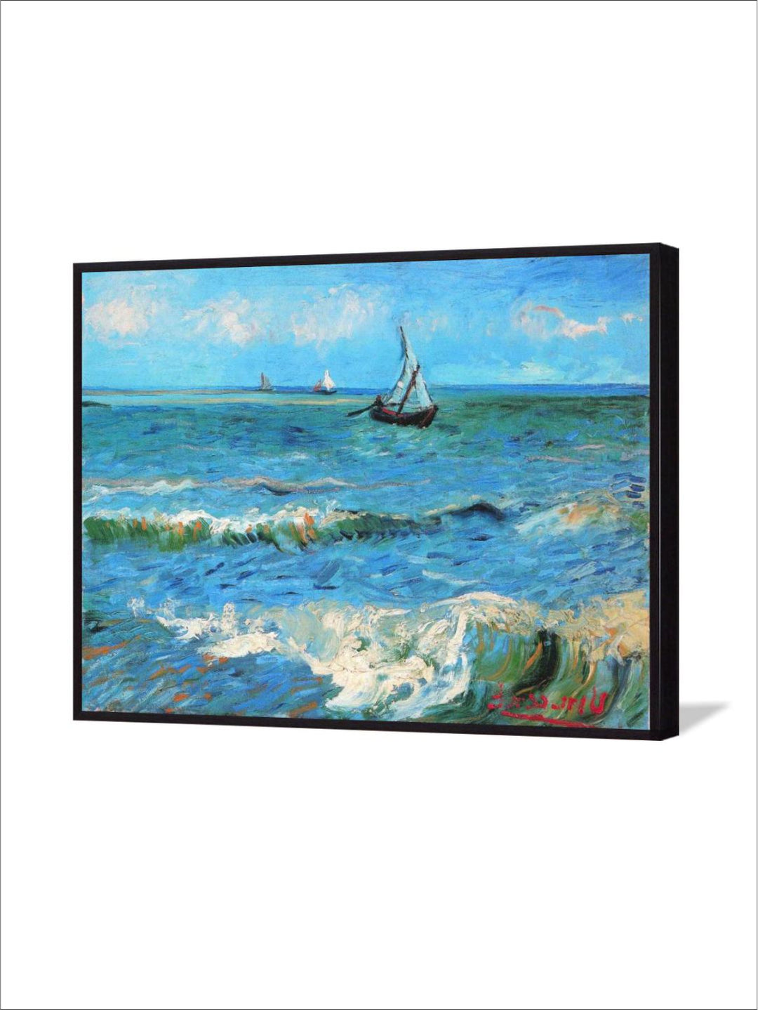 "Blue & White Abstract Printed Framed Wall Painting''