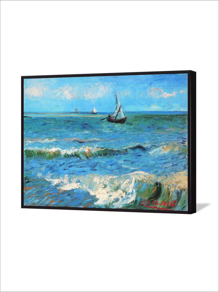 "Blue & White Abstract Printed Framed Wall Painting''