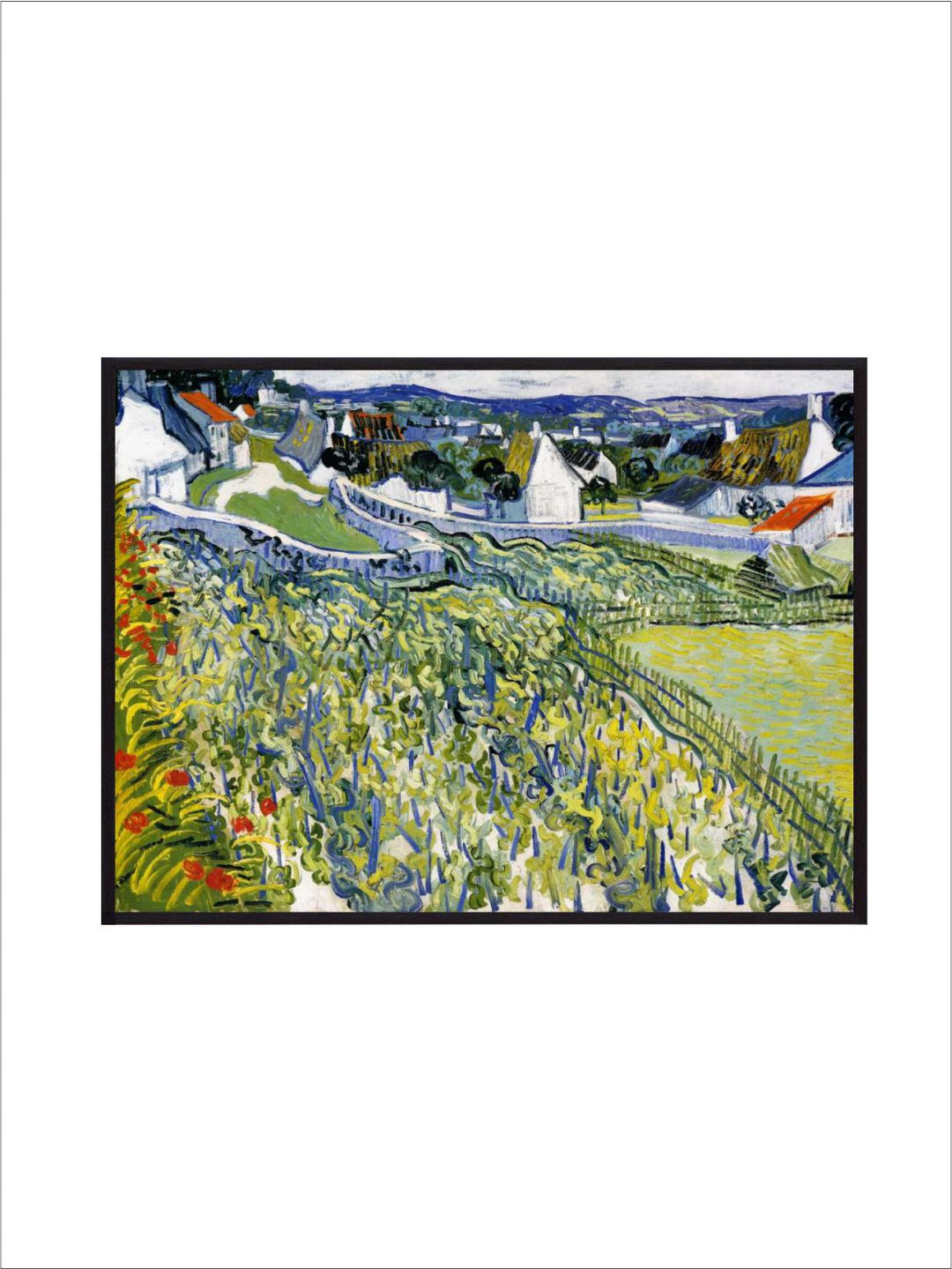 "Vineyards Auvers By Van Gogh Printed Framed Wall Art''