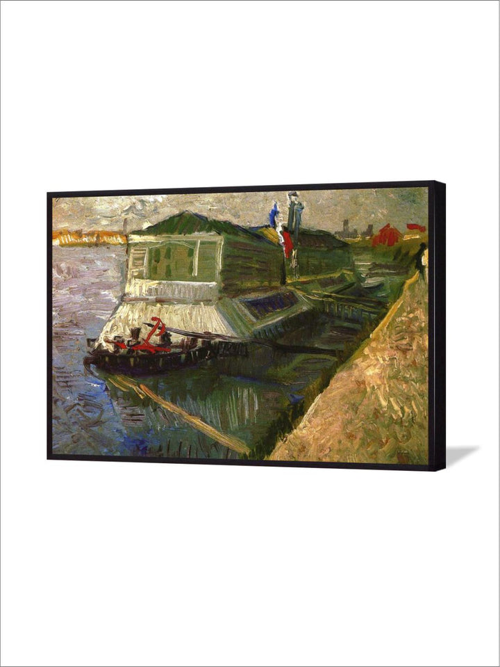 "Bathing Float On Seine By Van Gogh Printed Framed Wall Art''