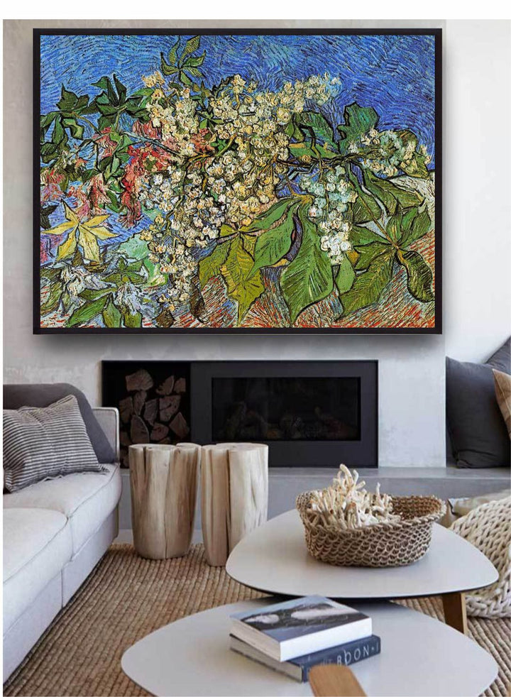 "Green & Blue Leaves Painting Framed Wall Art''