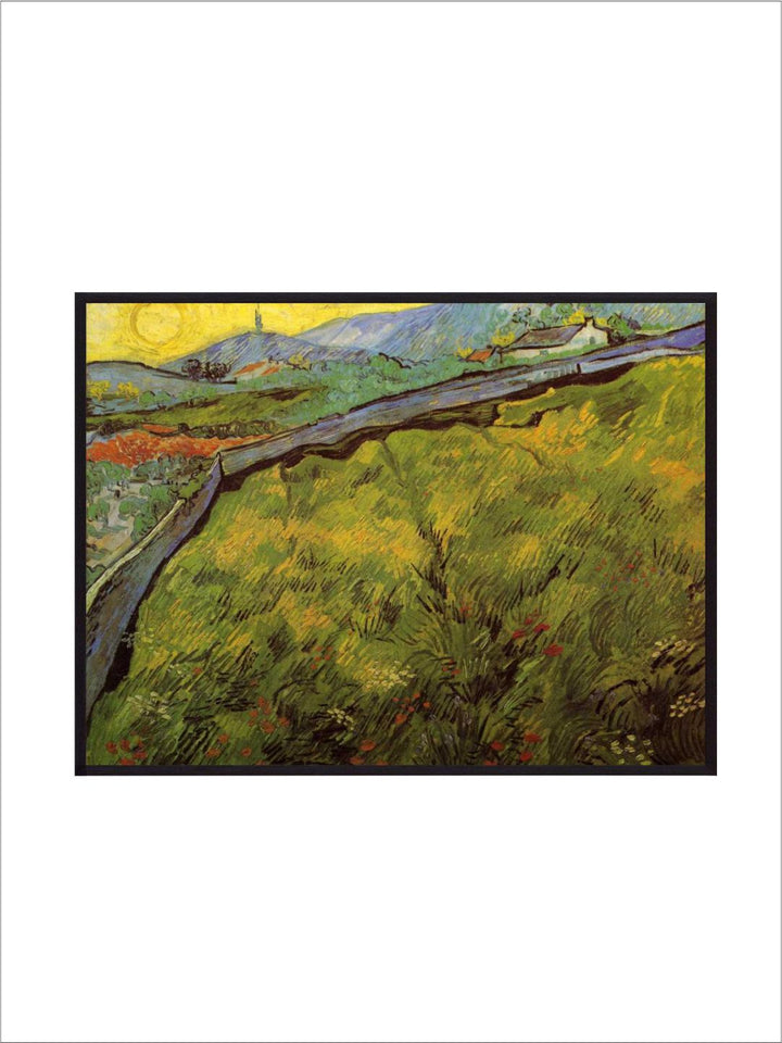 "Field Of Spring Wheat At Sunrise By Van Gogh Printed Framed Wall Art''