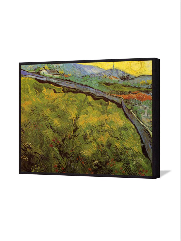 "Field Of Spring Wheat At Sunrise By Van Gogh Printed Framed Wall Art''
