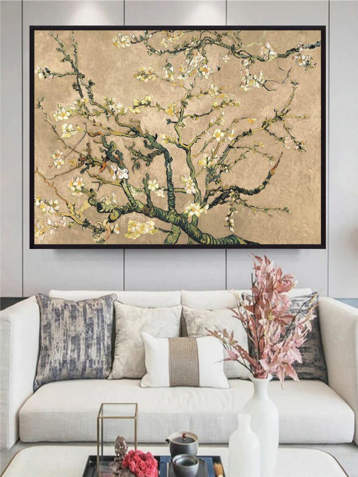 "Beige & Brown Floral Painting Framed Wall Art''