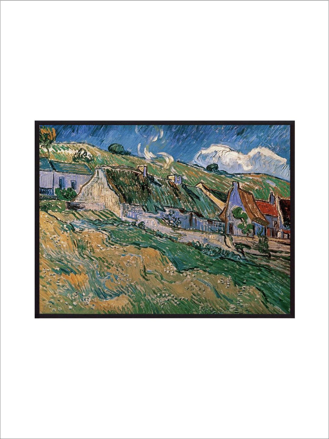 "Green & Blue Thatched Cottages By Van Gogh''