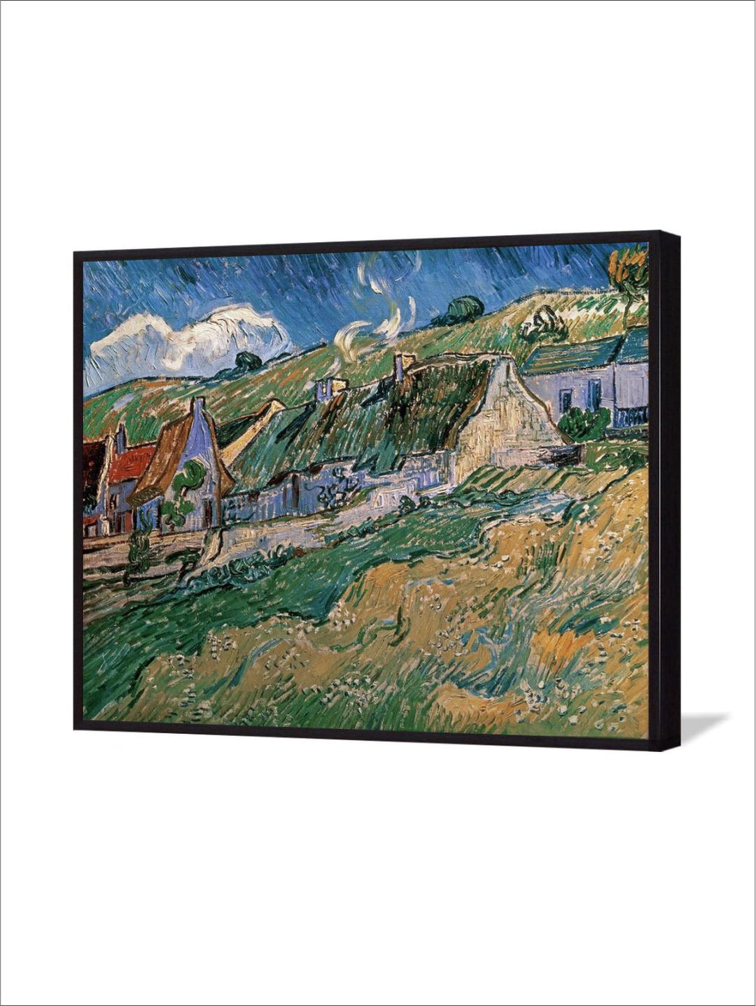 "Green & Blue Thatched Cottages By Van Gogh''