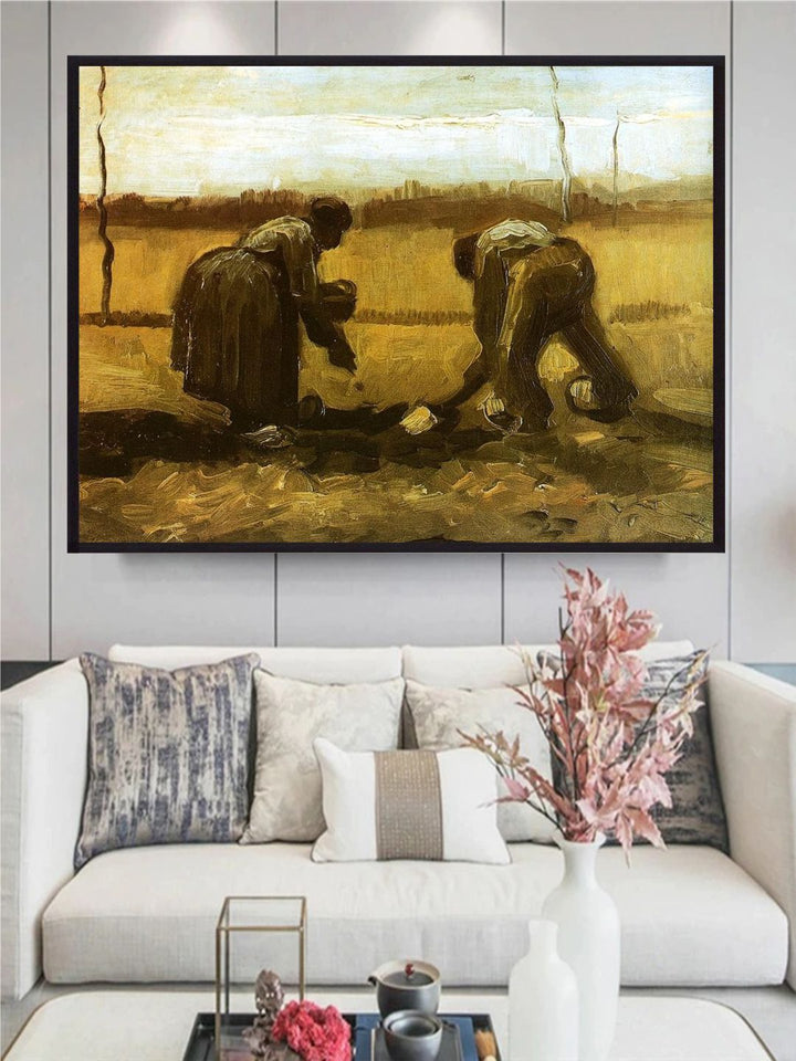 "Peasants Planting Potatoes By Van Gogh Wall Art''