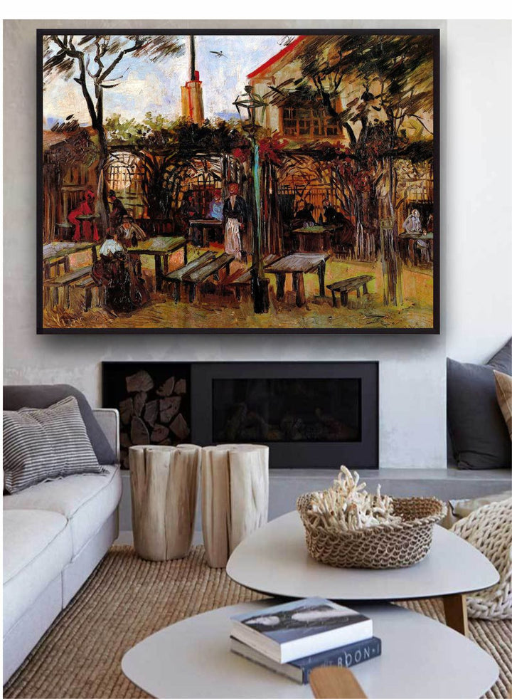 "Terrace Of La Guinguette Cafe By Van Gogh Painting''