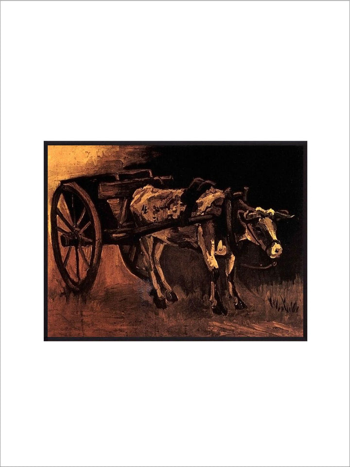 "Cart Red White Ox By Van Gogh Framed Painting''