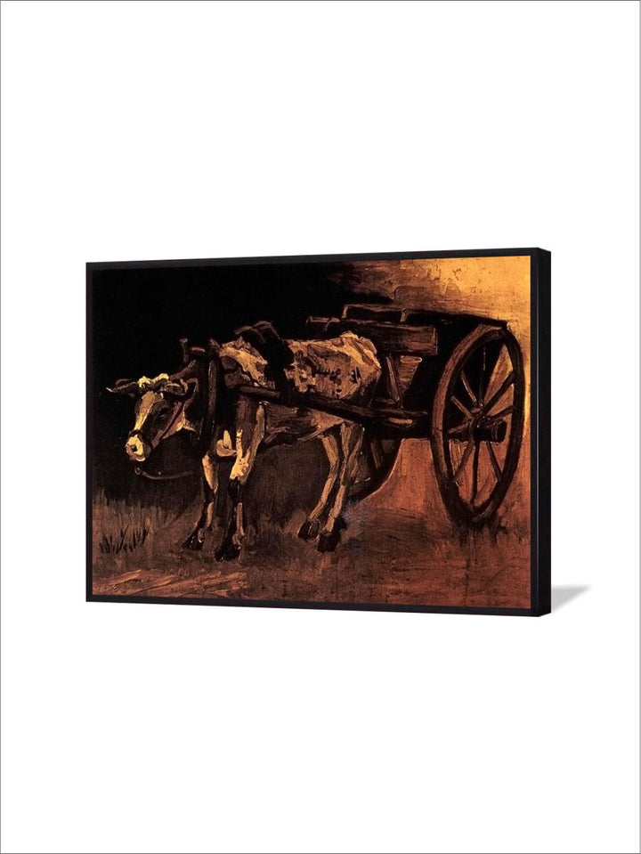 "Cart Red White Ox By Van Gogh Framed Painting''