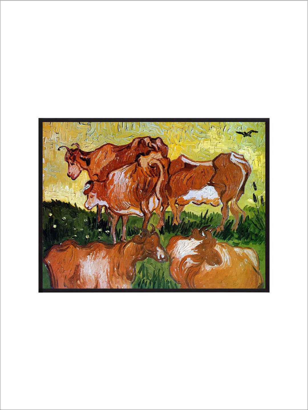 "Cows By Van Gogh Painting''