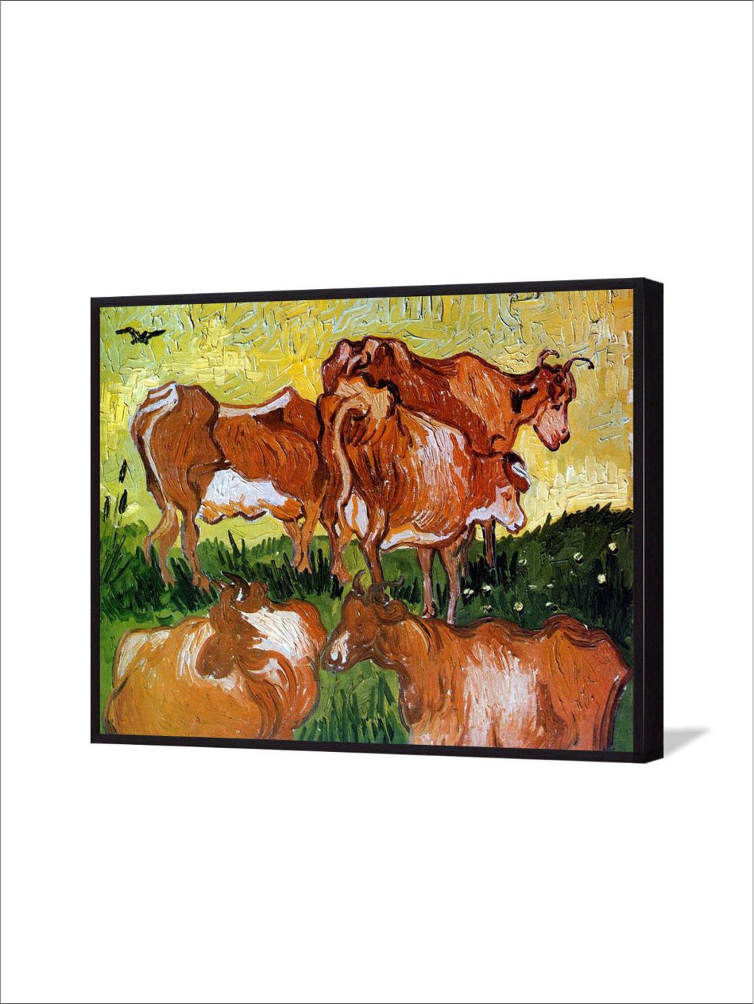 "Cows By Van Gogh Painting''