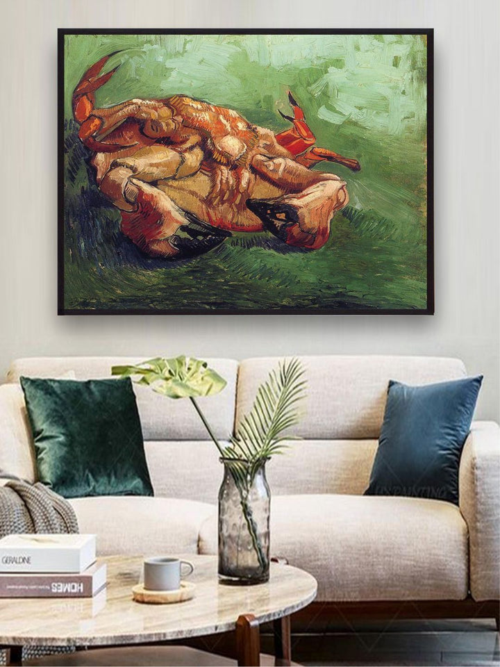 "Green & Brown Crab On His Back By Van Gogh Wall Art''
