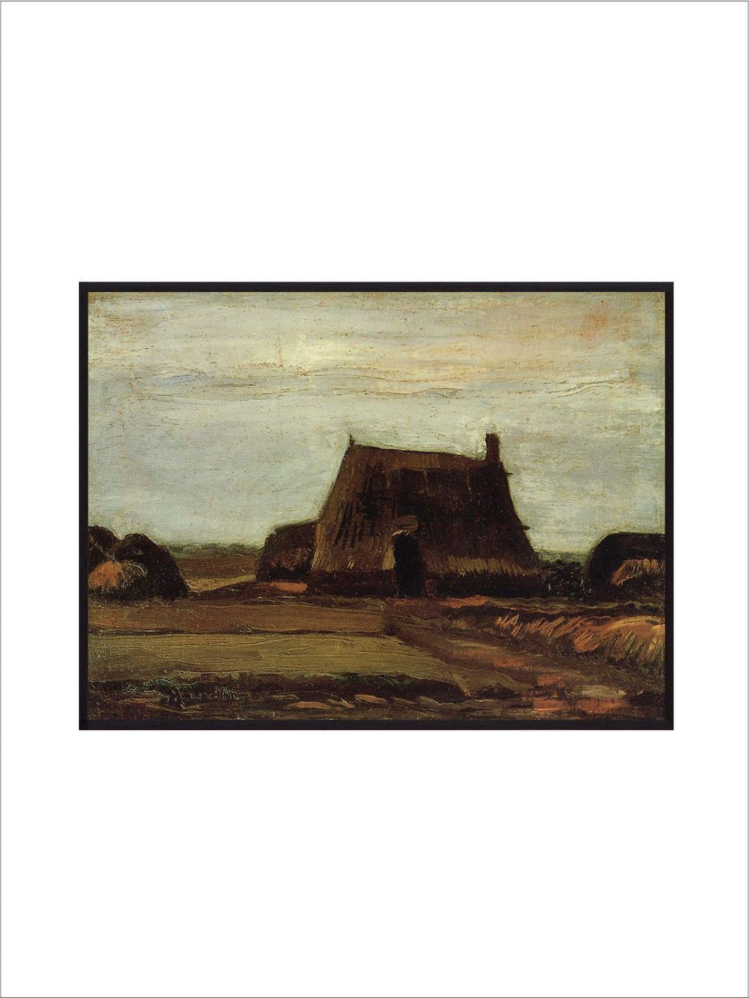 "Farm House With Peat Stacks By Van Gogh Framed Wall Painting''