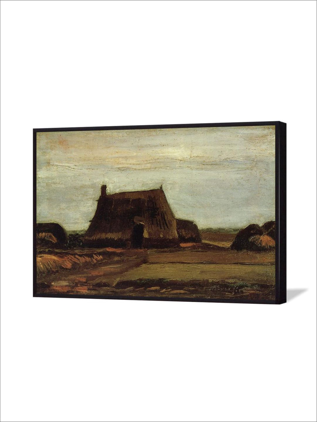"Farm House With Peat Stacks By Van Gogh Framed Wall Painting''