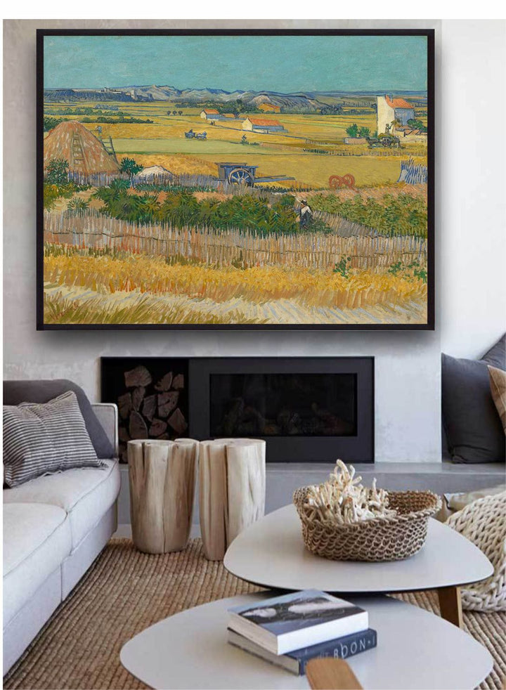 "Harvest At La Crau And Montmajour By Van Gogh Wall Painting''