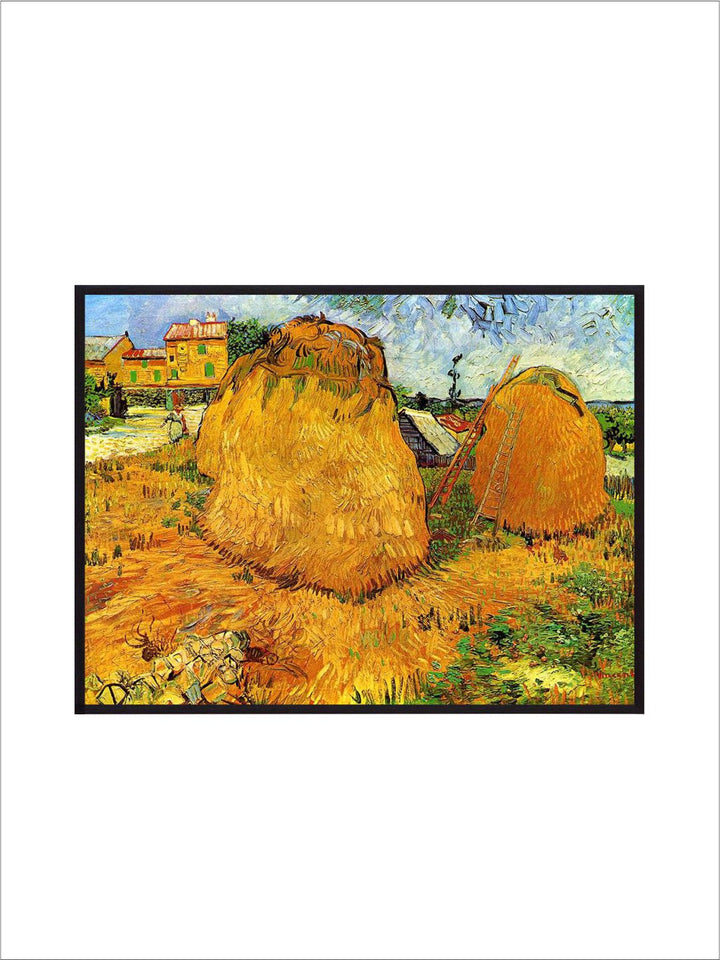 "Haystacks In Provence By Van Gogh Framed Wall Art''