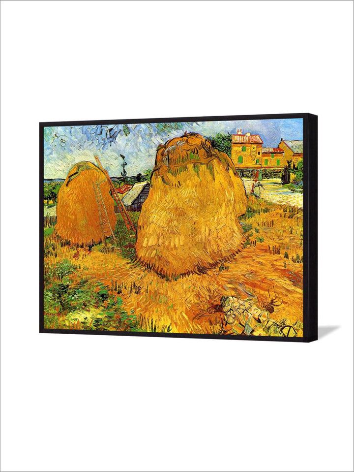 "Haystacks In Provence By Van Gogh Framed Wall Art''