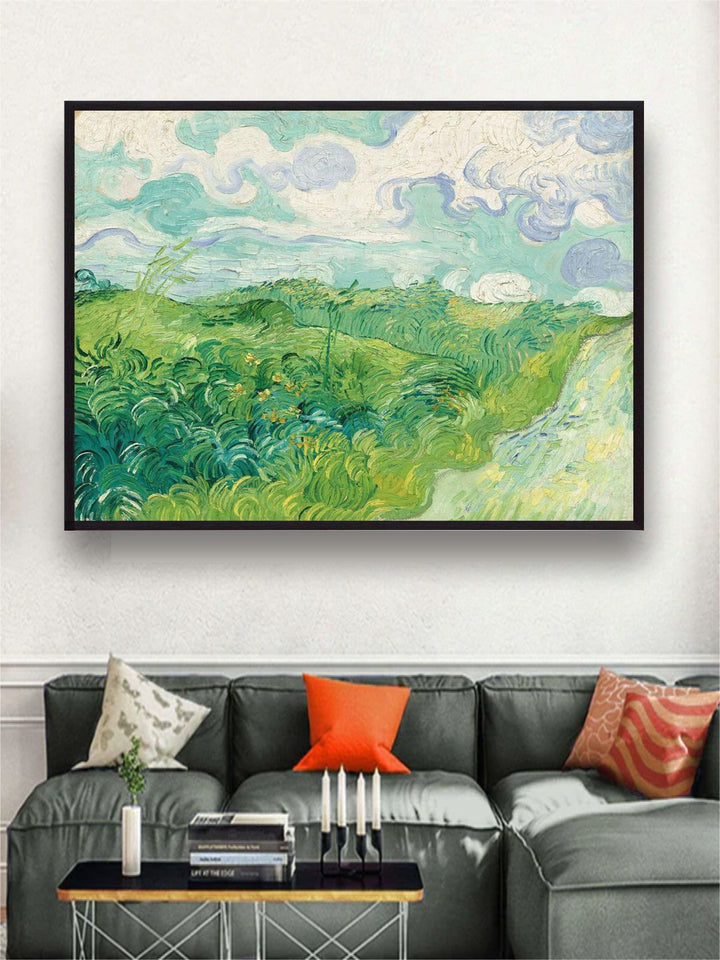 "Green Wheat Fields, Auvers By Van Gogh Framed Wall Painting''
