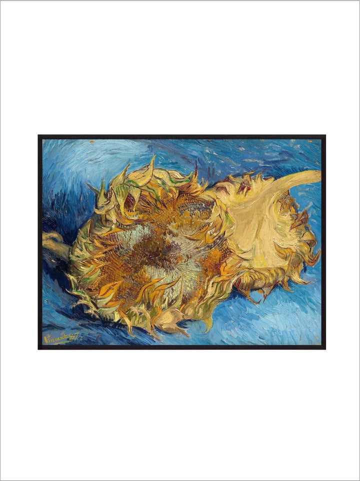 "Blue & Beige Sunflowers By Van Gogh Painting''